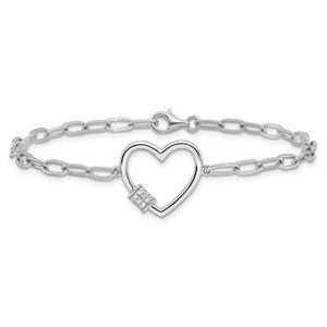 Sterling Forever Sterling Silver Open Heart Cubic Zirconia Bracelet